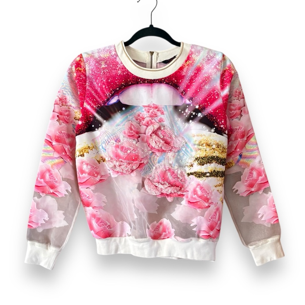 Manish Arora Spring 2015 Floral Applique Top Size Small Art to Wear Embellished
